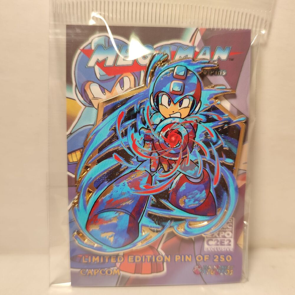 Charging Mega Man Painterly Series Enamel Pin C2E2 2025 Official Exclusive